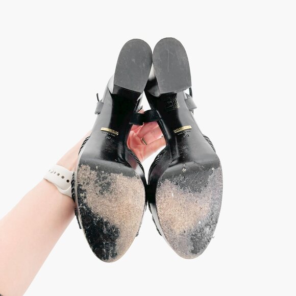 Gucci Allie Knotted Platform Sandals EU 40 US 10 Black Crawford Block High Heel - Picture 10 of 13